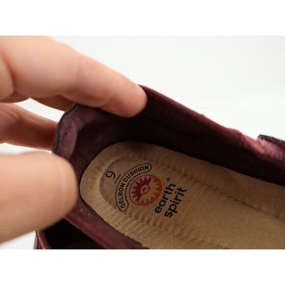 Earth Spirit Shoe Women's Size 9 Mary Jane Ballet Flats Red Leather Slip On - Picture 10 of 11